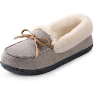 Women's Cloud Gray Glittered Faux Fur Lining Wrap Rubber Sole Slipper Bootie